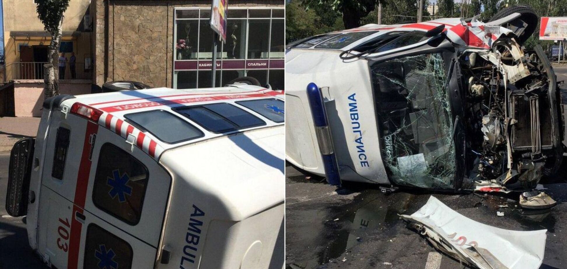 В Одессе перевернулся автомобиль скорой после столкновения с внедорожником