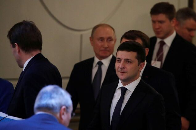 Владимир Зеленский и Владимир Путин на 'нормандской' встрече
