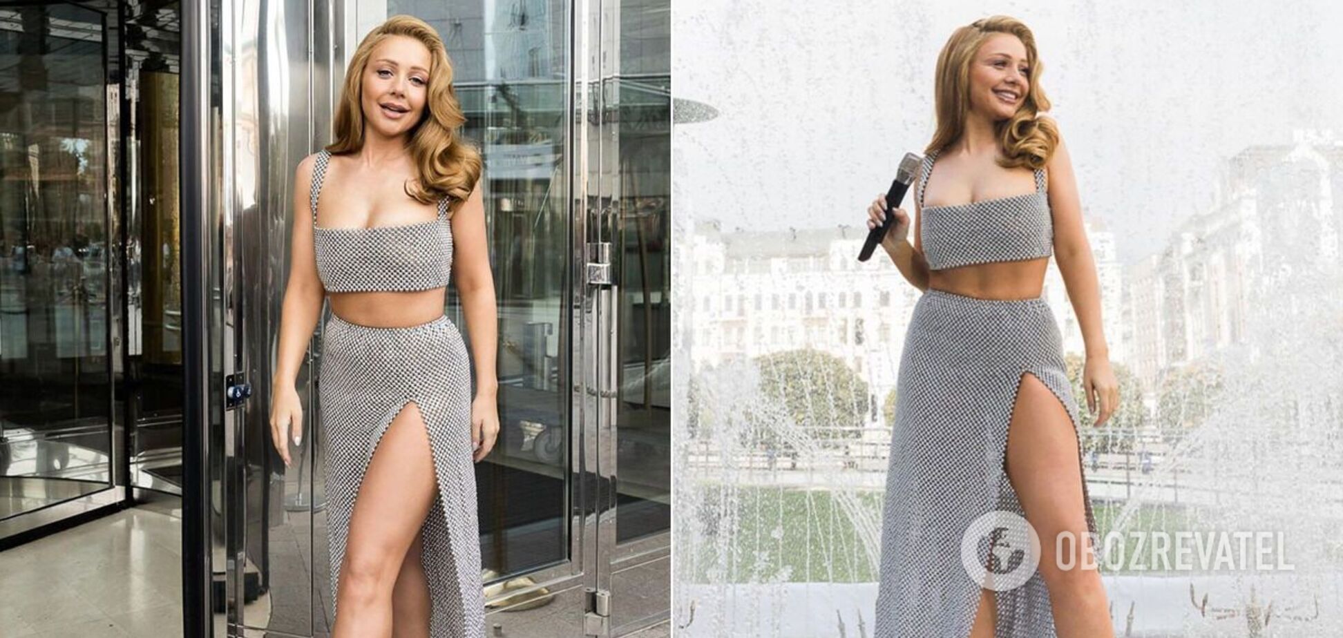 Тіна Кароль виступила в 'металевій' сукні на Софійській площі