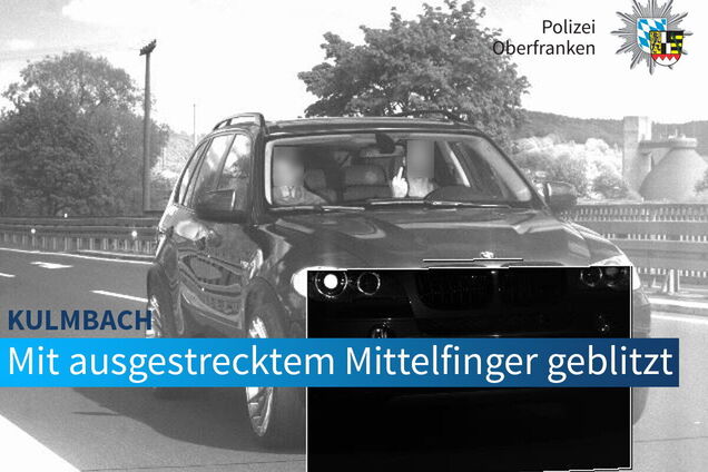 Водителя оштрафовали 75 раз за средний палец. Фото: Facebook Polizei Oberfranken