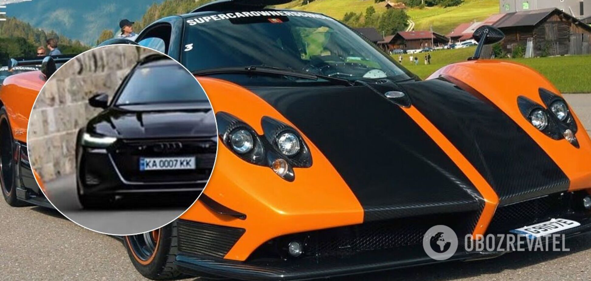 Мощная Audi и редкая Pagani встретились на дороге