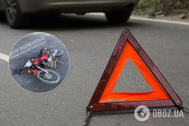 У Дніпрі мотоцикліст потрапив до лікарні після зіткнення з легковиком. Фото