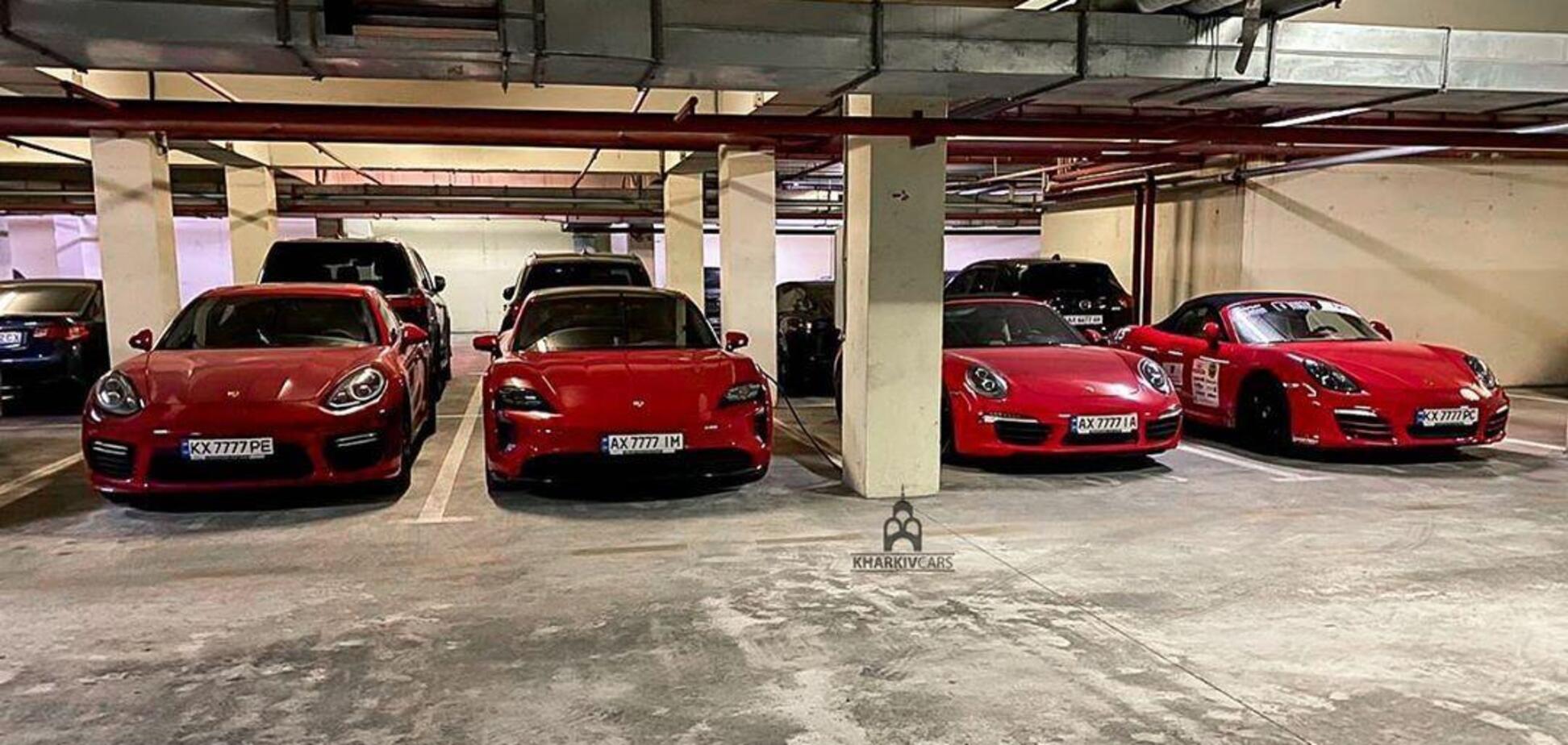 На подземном паркинге в Харькове засняли впечатляющую коллекцию Porsche