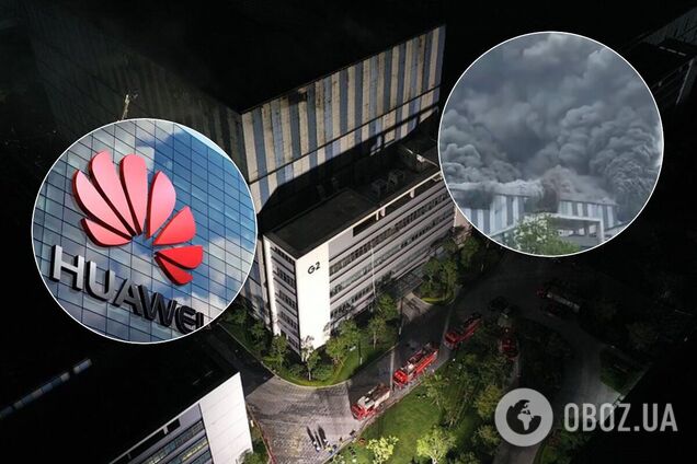 В Китае горело здание компании Huawei.