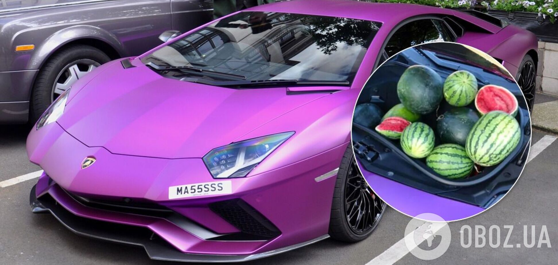 Фиолетовый Lamborghini привлек внимание покупателей