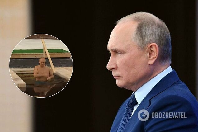Путин искупался в проруби и нарвался на шутки о показухе и трусах Навального. Видео