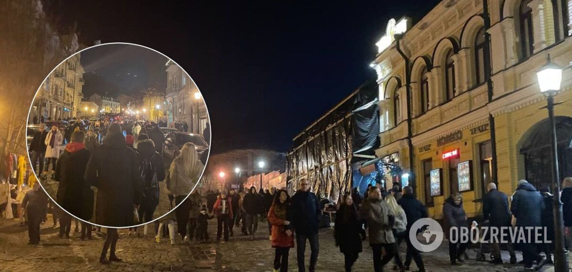 У Києві на Подолі до ялинки вийшли натовпи людей. Фото і відео з місця