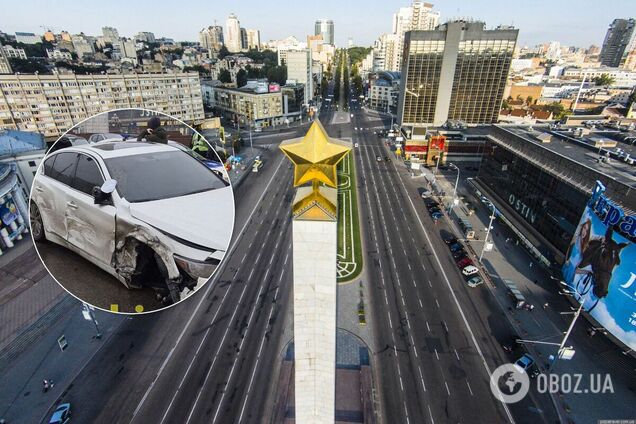 Масштабное ДТП на площади Победы в Киеве