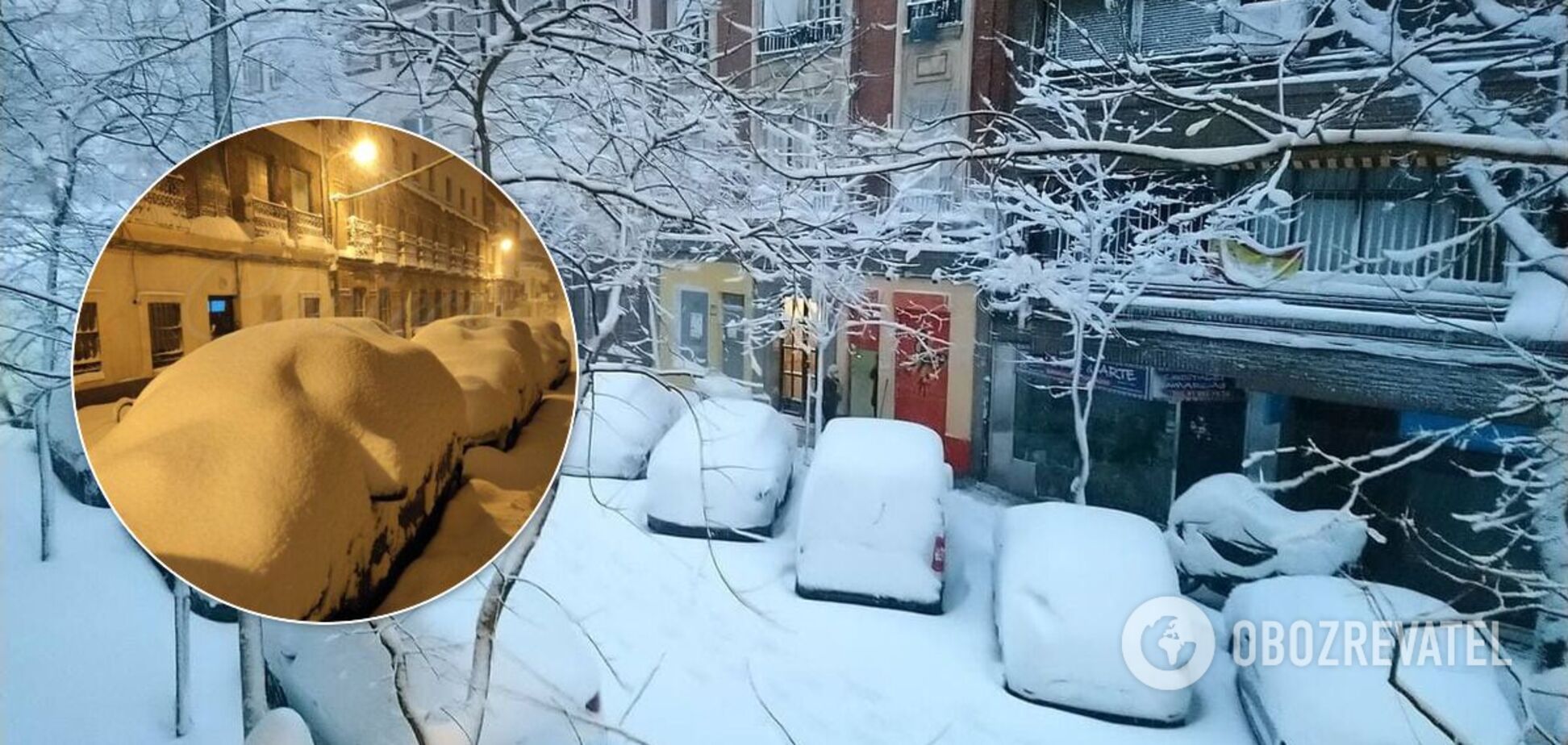 Мадрид накрыл сильнейший снегопад за последние 50 лет, есть погибшие. Фото и видео