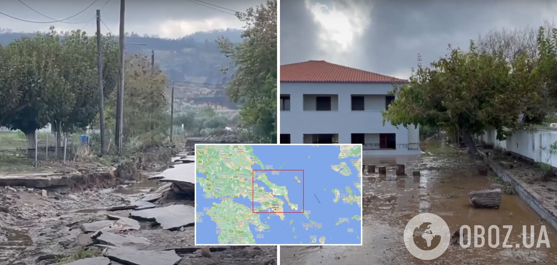 Грецький острів Евбея, де вирували пожежі, затопило після потужних злив. Фото та відео