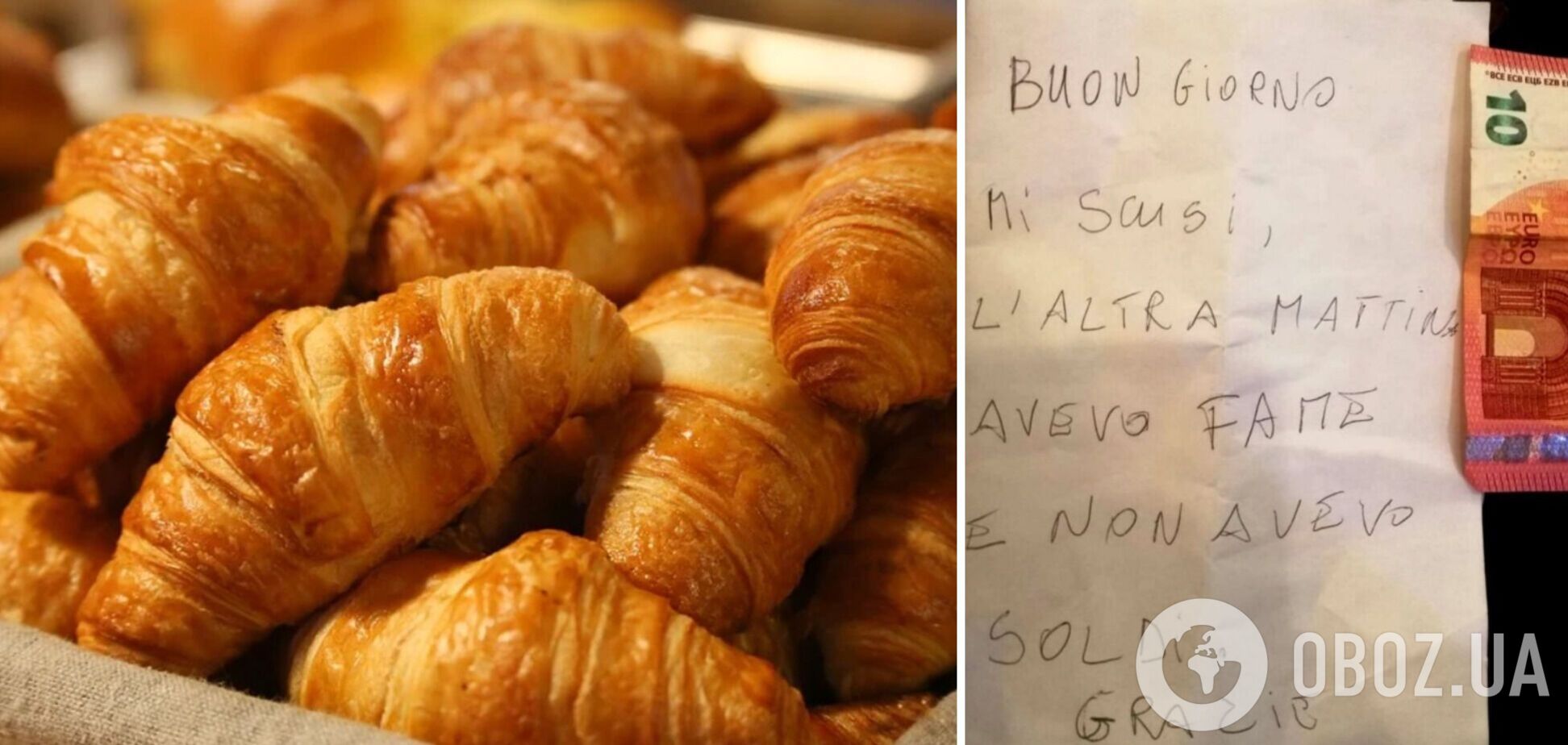 В Італії невідомий вкрав із бару круасани і залишив зворушливу записку. Фото