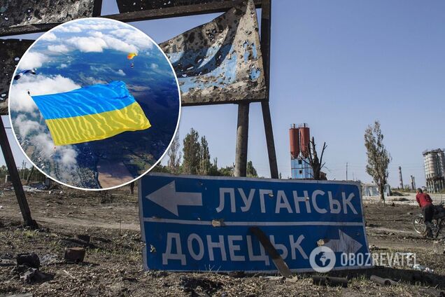 В небо над оккупированным Донбассом запустили флаг Украины: поздравили с Днем защитников и защитниц. Видео