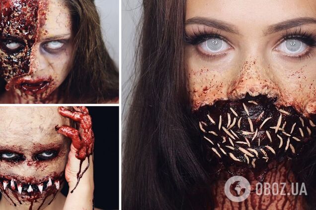 Девушка сделала реалистичный макияж на Хэллоуин