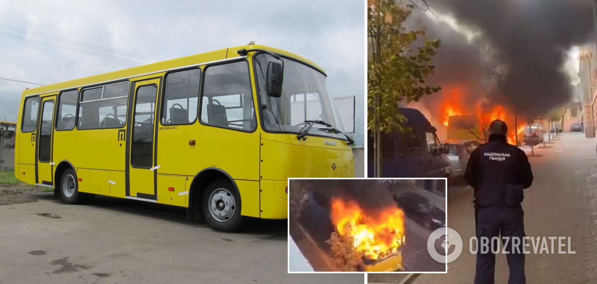 В Черновцах посреди улицы вспыхнула маршрутка, поднялся столб огня и дыма. Фото и видео