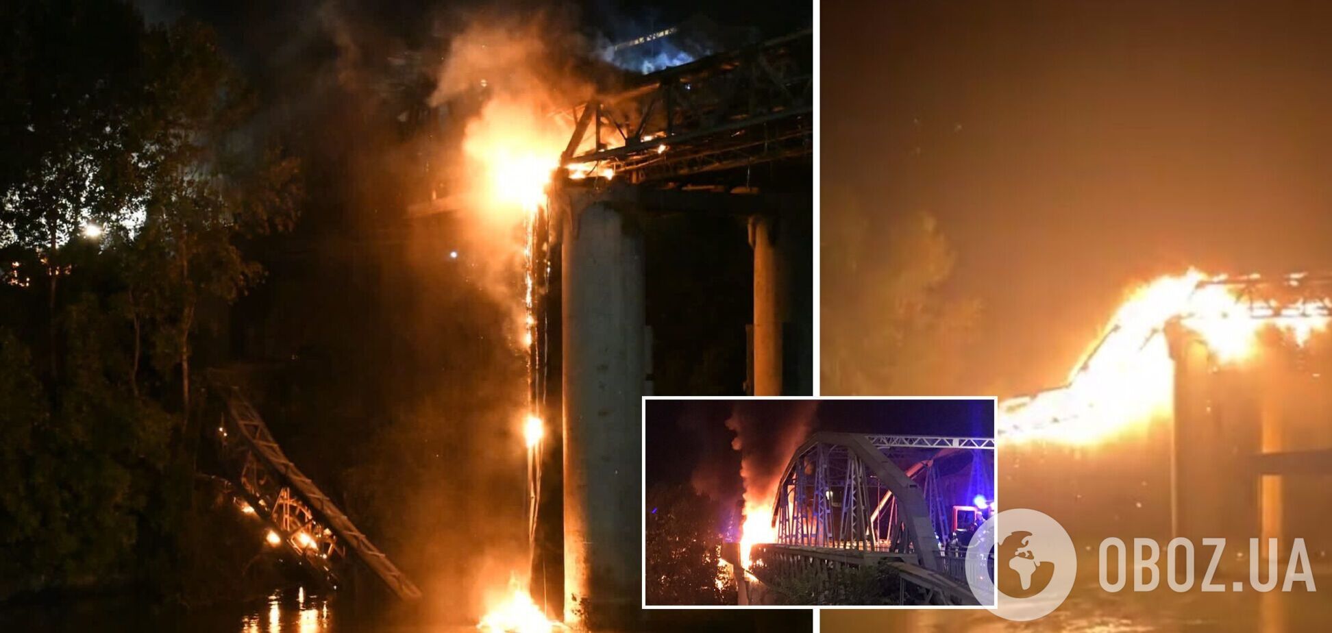 В Риме мощный пожар уничтожил старинный мост, часть конструкций обрушилась. Фото и видео