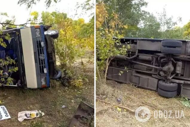 На трассе Запорожье – Никополь пассажирский автобус слетел в кювет: среди пострадавших двое детей. Фото