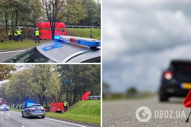 У Польщі авто з українцями злетіло з дороги і перекинулося, є загиблі. Фото