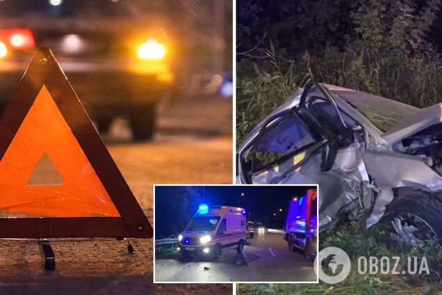 Под Киевом авто снесло отбойник и слетело с трассы, есть жертва. Фото и видео