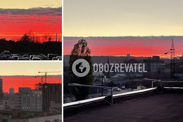 Небо над Киевом стало багряным: жители столицы показали фото яркого явления