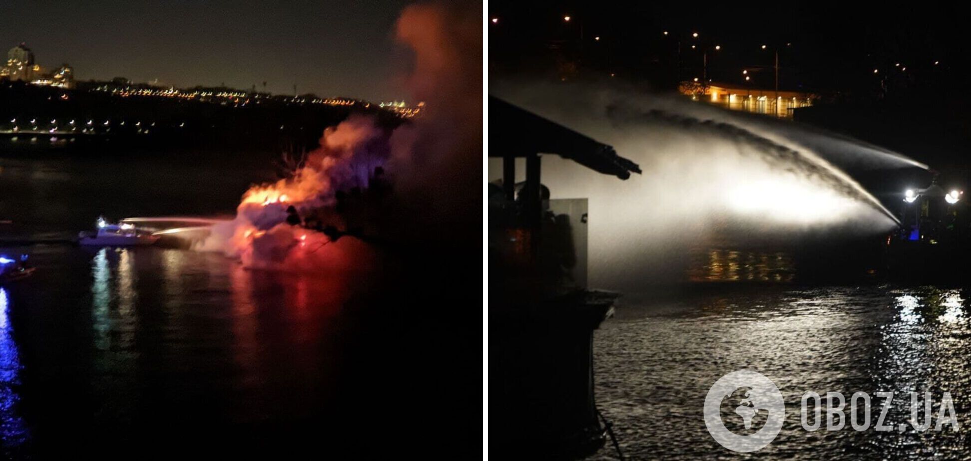 В киевском Гидропарке загорелось плавучее кафе. Фото и видео с места инцидента