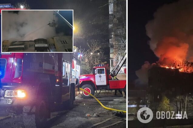 В Харькове произошел мощный пожар в многоэтажке: огонь уничтожил крышу, людей эвакуировали. Фото и видео