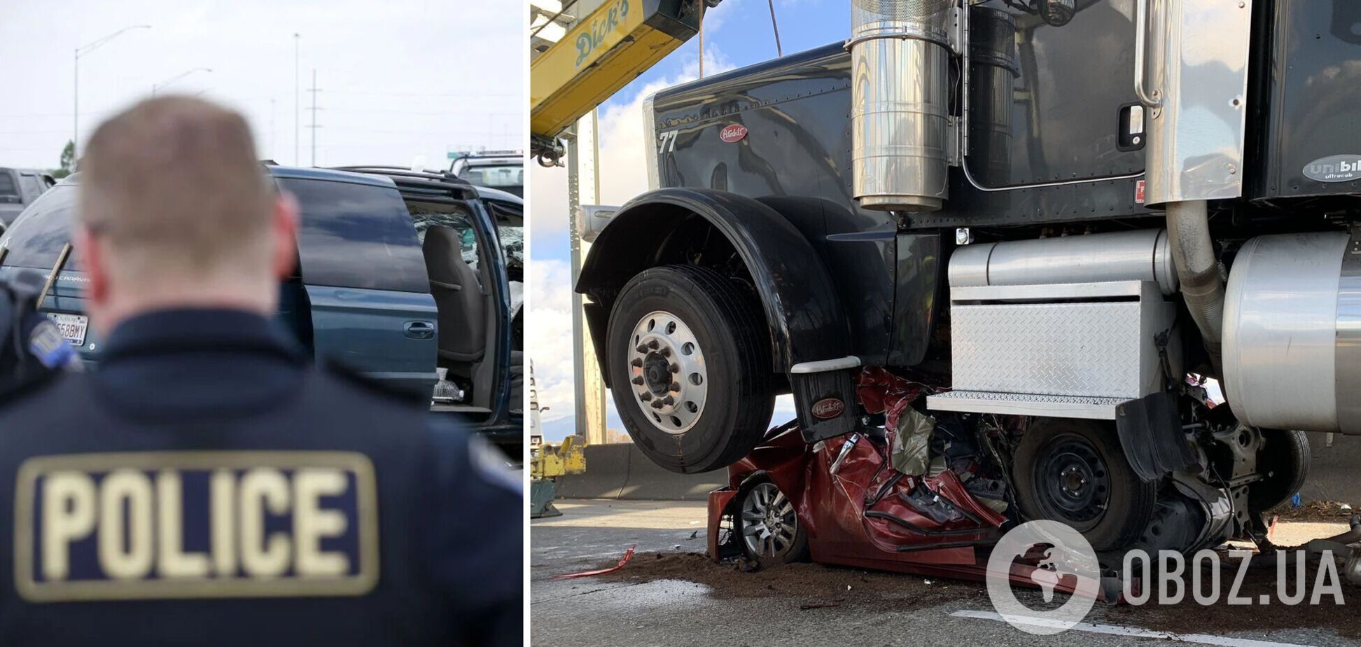 Коп сказав, що такого ще не бачив: у США жінка вижила в ДТП, коли вантажівка повністю зім'яла її авто. Фото