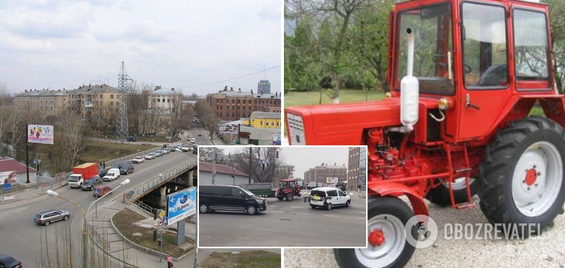 В Харькове трактор потерял колесо, но водитель не 'сдался' и продолжил путь. Видео