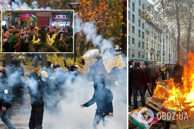Марш 'желтых жилетов' в Париже перерос в столкновения с полицией, есть пострадавшие. Фото и видео