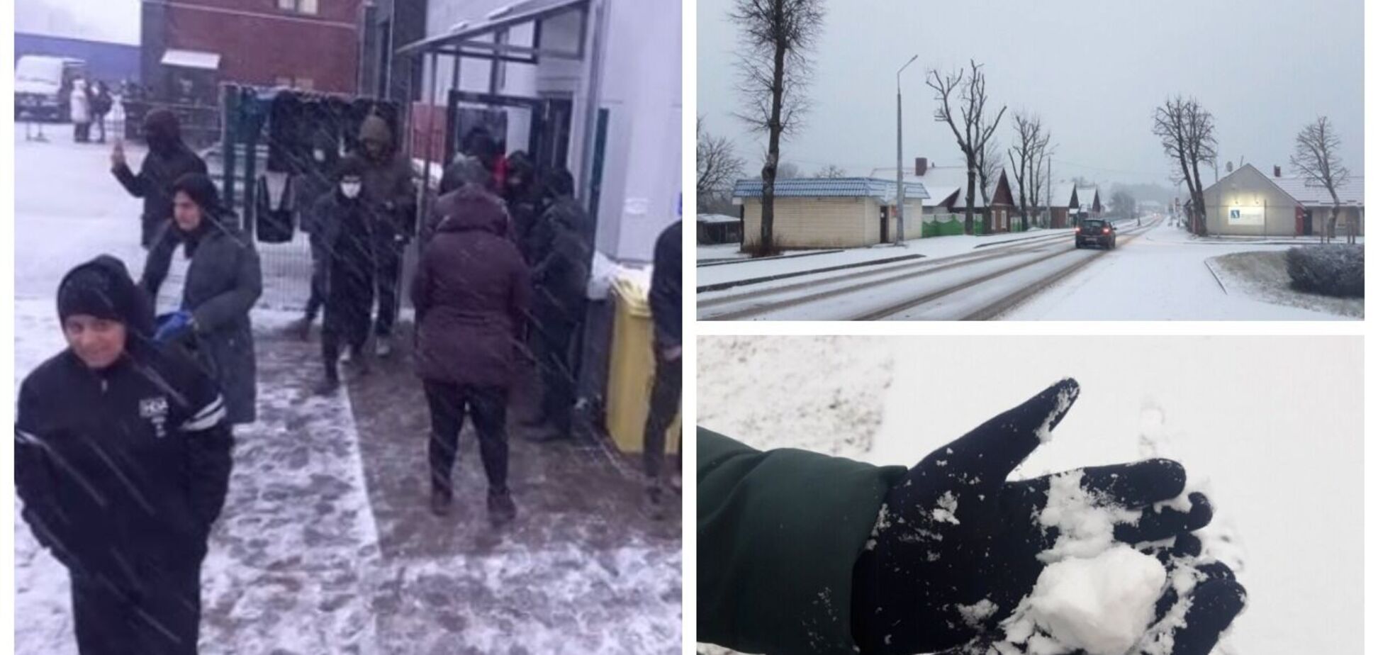 В Беларуси выпал снег, многие мигранты увидели его впервые в жизни. Фото и видео