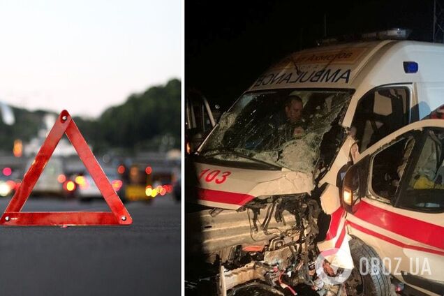 На Кировоградщине скорая влетела в отбойник, водителя зажало в кабине. Фото