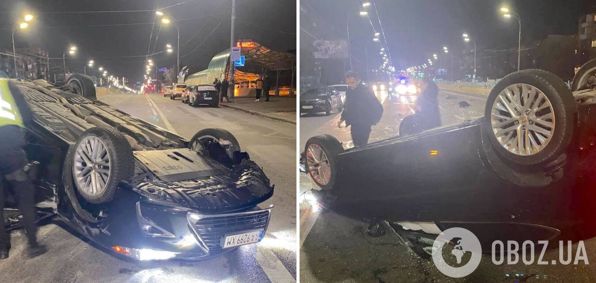 После ДТП Lexus перевернулся на крышу