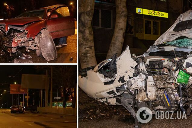 В Днепре Nissan на огромной скорости 'снес' Skoda. Момент аварии попал на видео