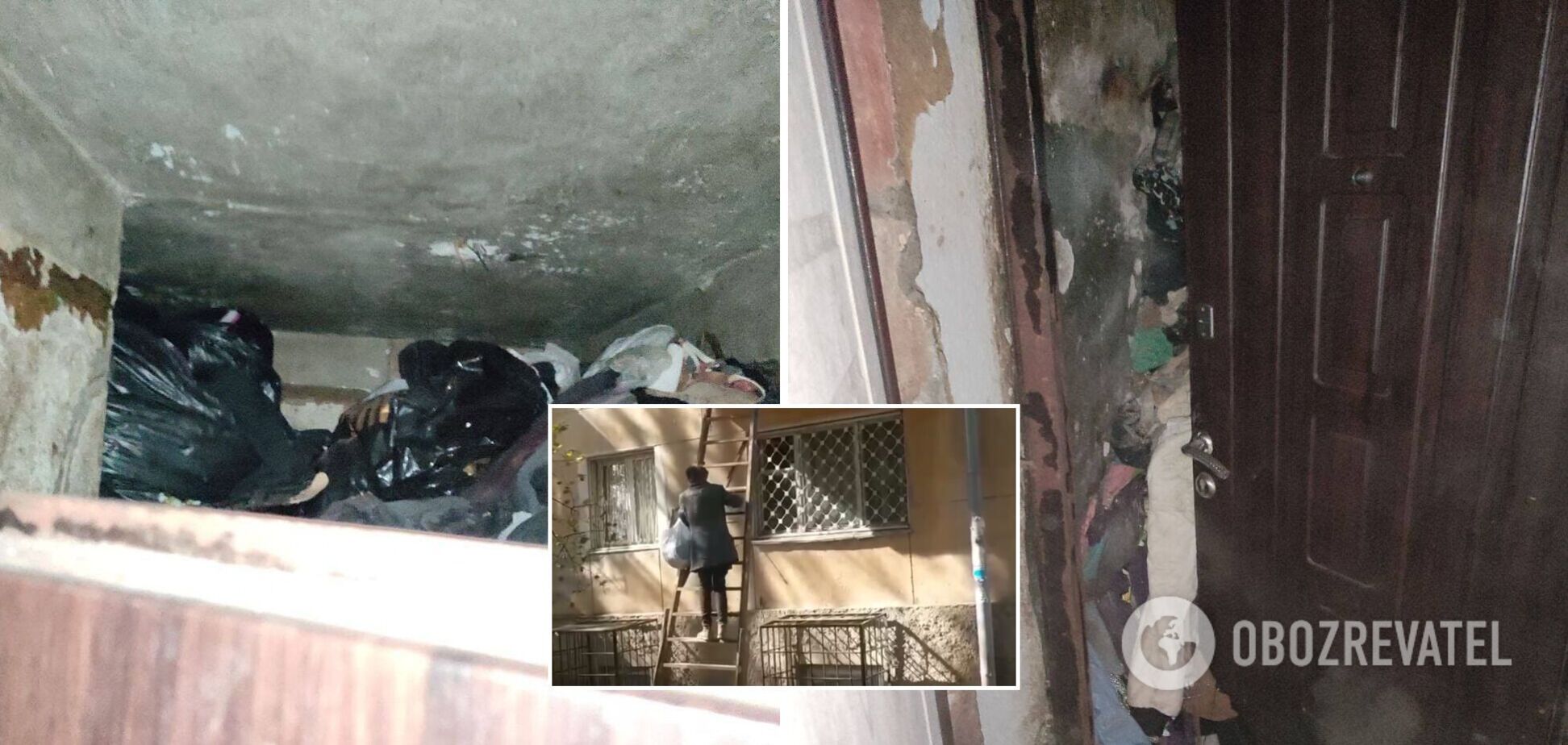 Забирается домой через балкон на втором этаже: в Одессе женщина превратила свою квартиру в свалку. Фото и видео