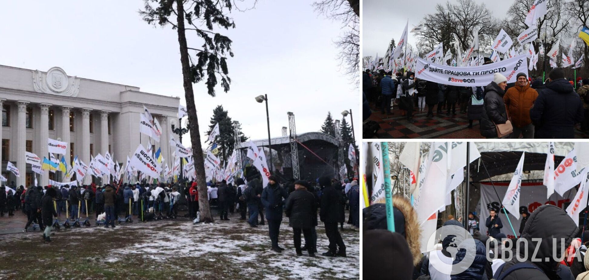 Митингующие установили сцену возле парламента