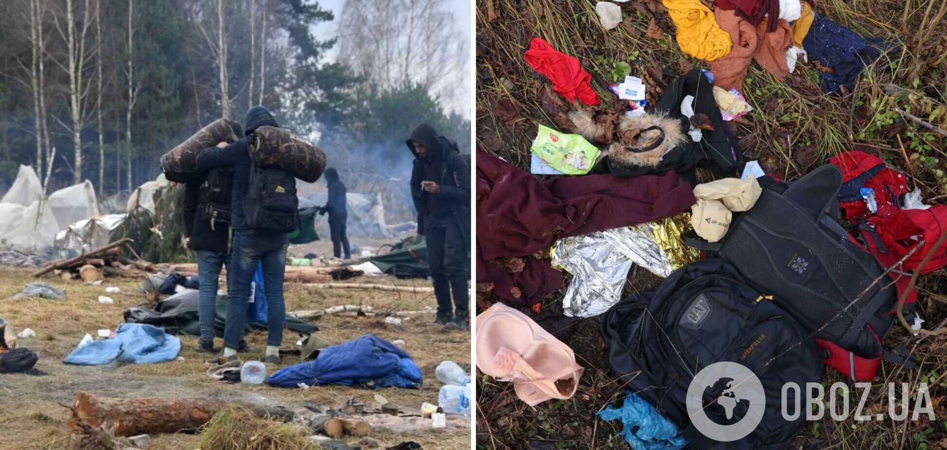Палатки, одеяла, сумки: мигранты, которые пытались прорваться из Беларуси в Польшу, оставили кучи мусора. Фото