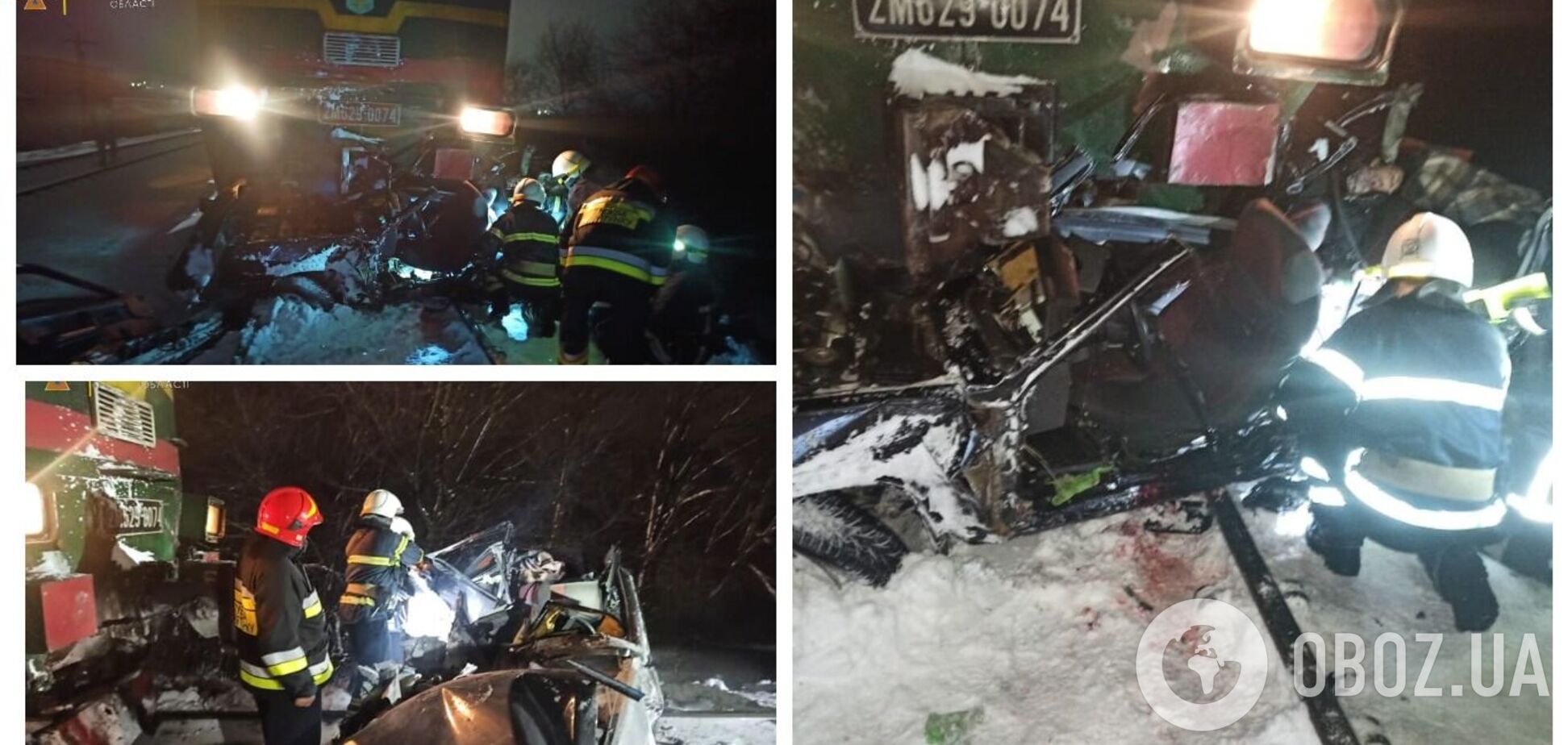 В Івано-Франківській області поїзд на переїзді зніс легкове авто, загинуло двоє людей. Фото і відео