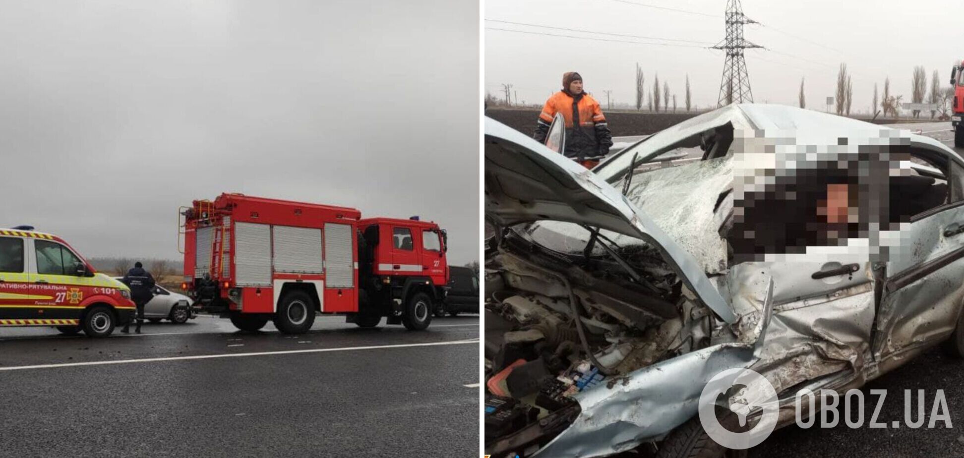 На Дніпропетровщині легковий автомобіль зіткнувся із фурою, людей вирізали із купи металу. Фото