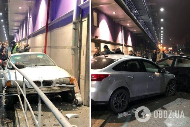 BMW протаранил припаркованные автомобили