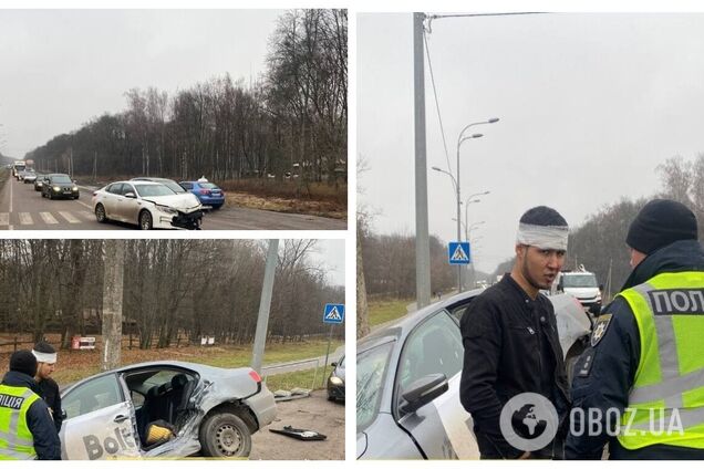 У Харкові таксі потрапило в ДТП, пасажири від удару вилетіли із салону. Фото