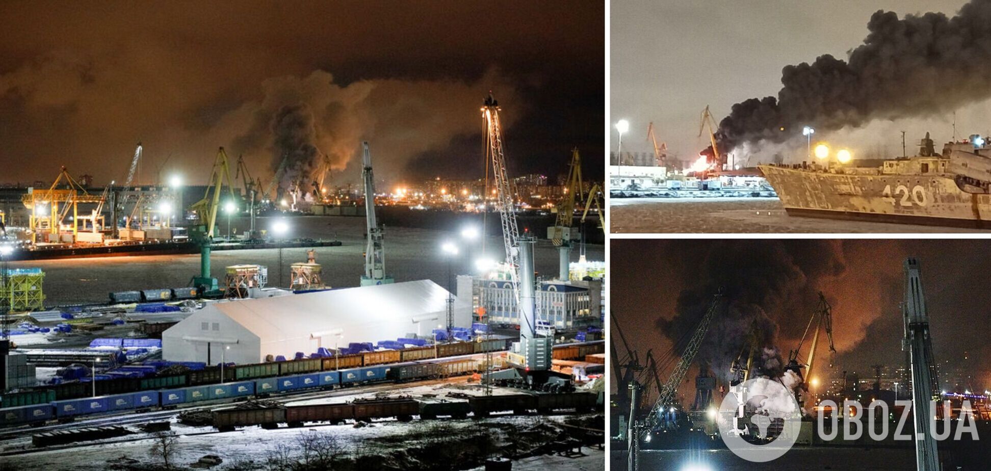 У Росії спалахнув недобудований військовий корабель, є постраждалі. Фото та відео