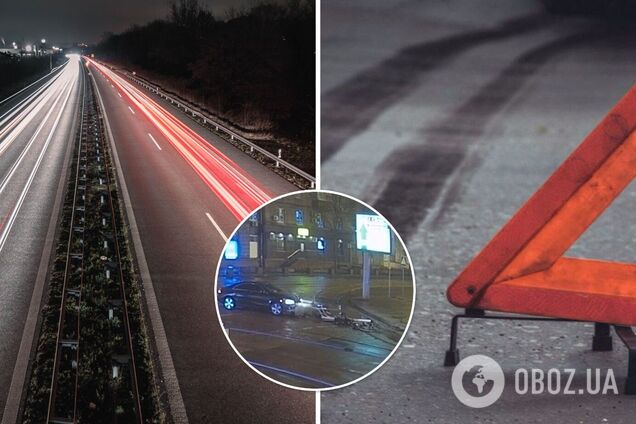 В Днепре авто на скорости снесло светофор. Момент аварии попал на видео