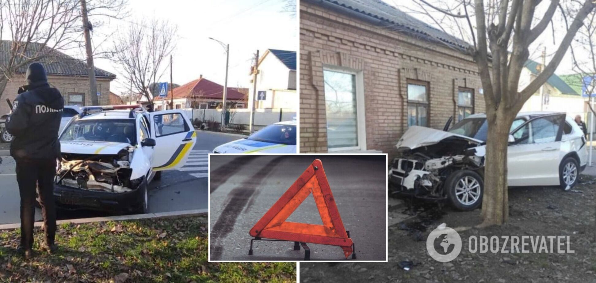 На Одесщине патрульные разбили служебное авто в столкновении с BMW: видео момента