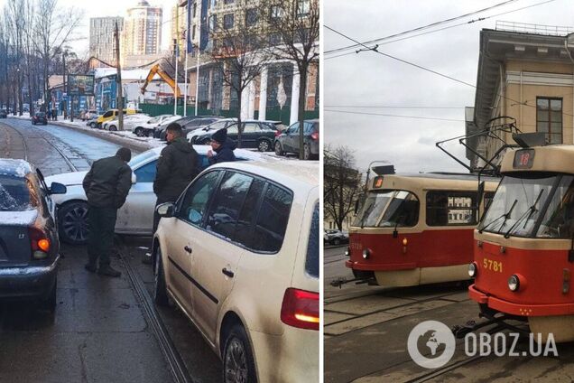 Из-за ДТП трамваи не ездили в направлении Подола