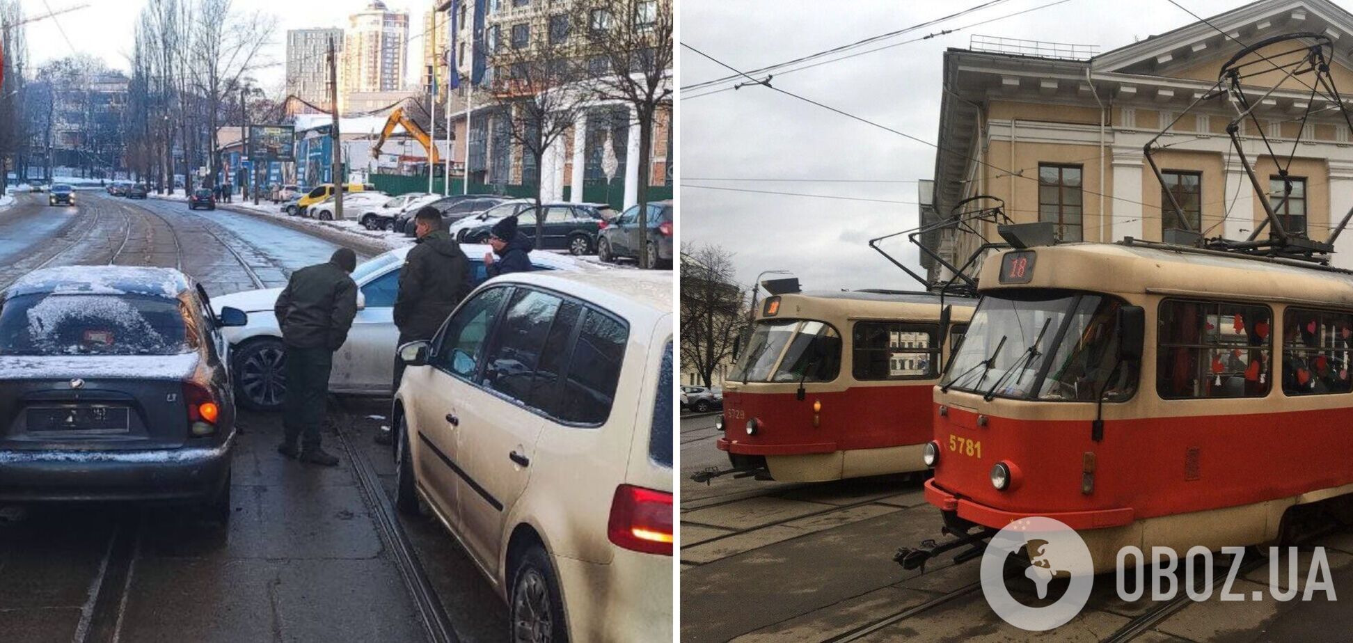 Из-за ДТП трамваи не ездили в направлении Подола 