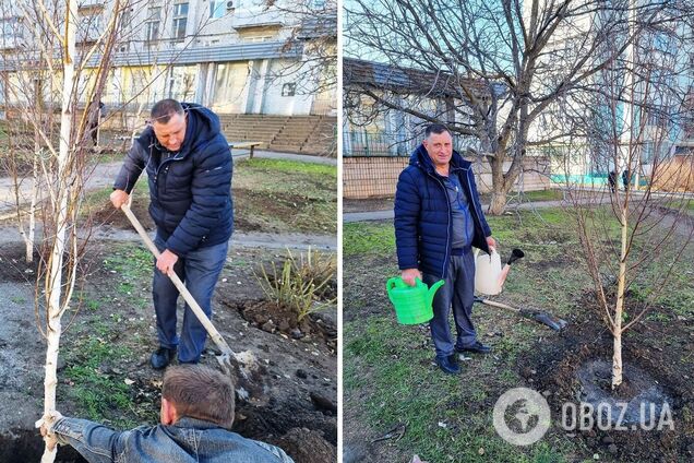Перед Новым годом запорожские оппозиционеры похвастались посадкой березовой рощи. Фото
