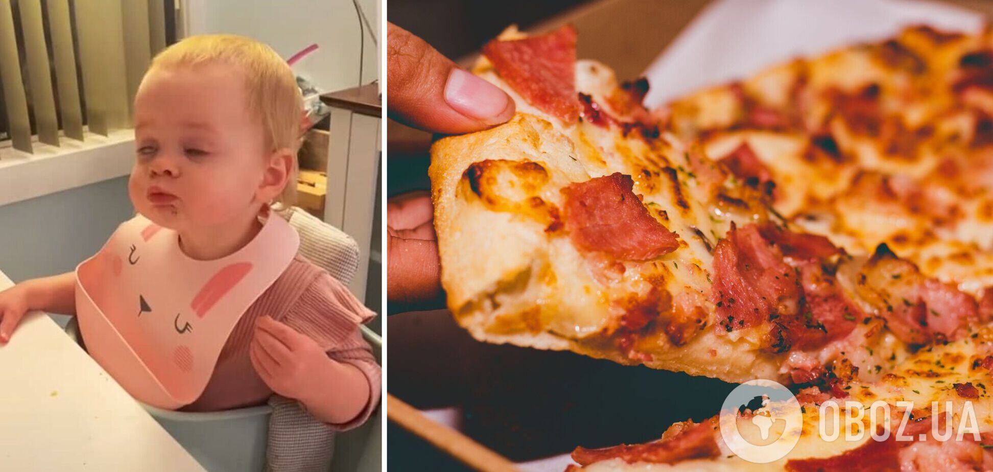 Годовалая девочка впервые попробовала пиццу и стала звездой сети