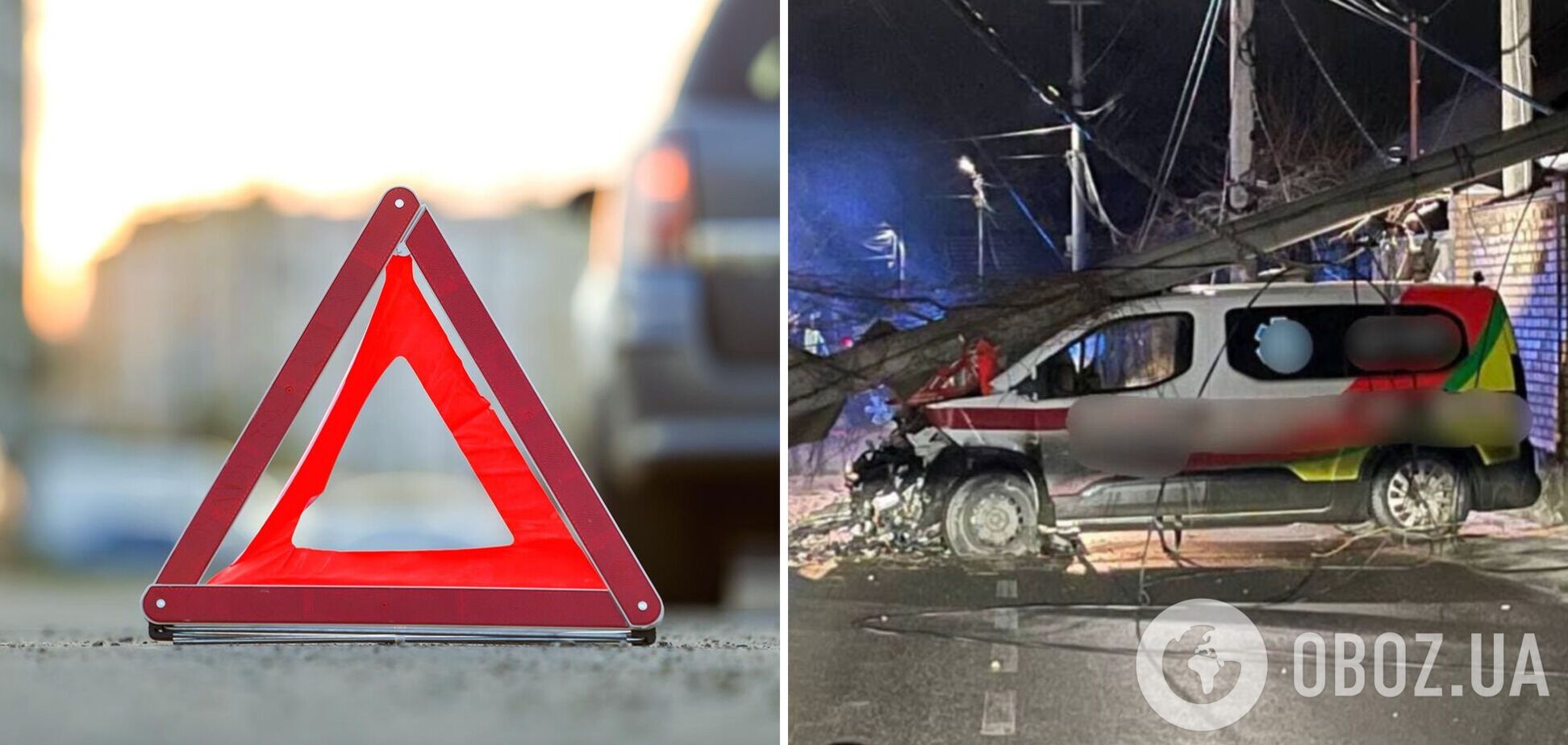 Машина медиков врезалась в столб