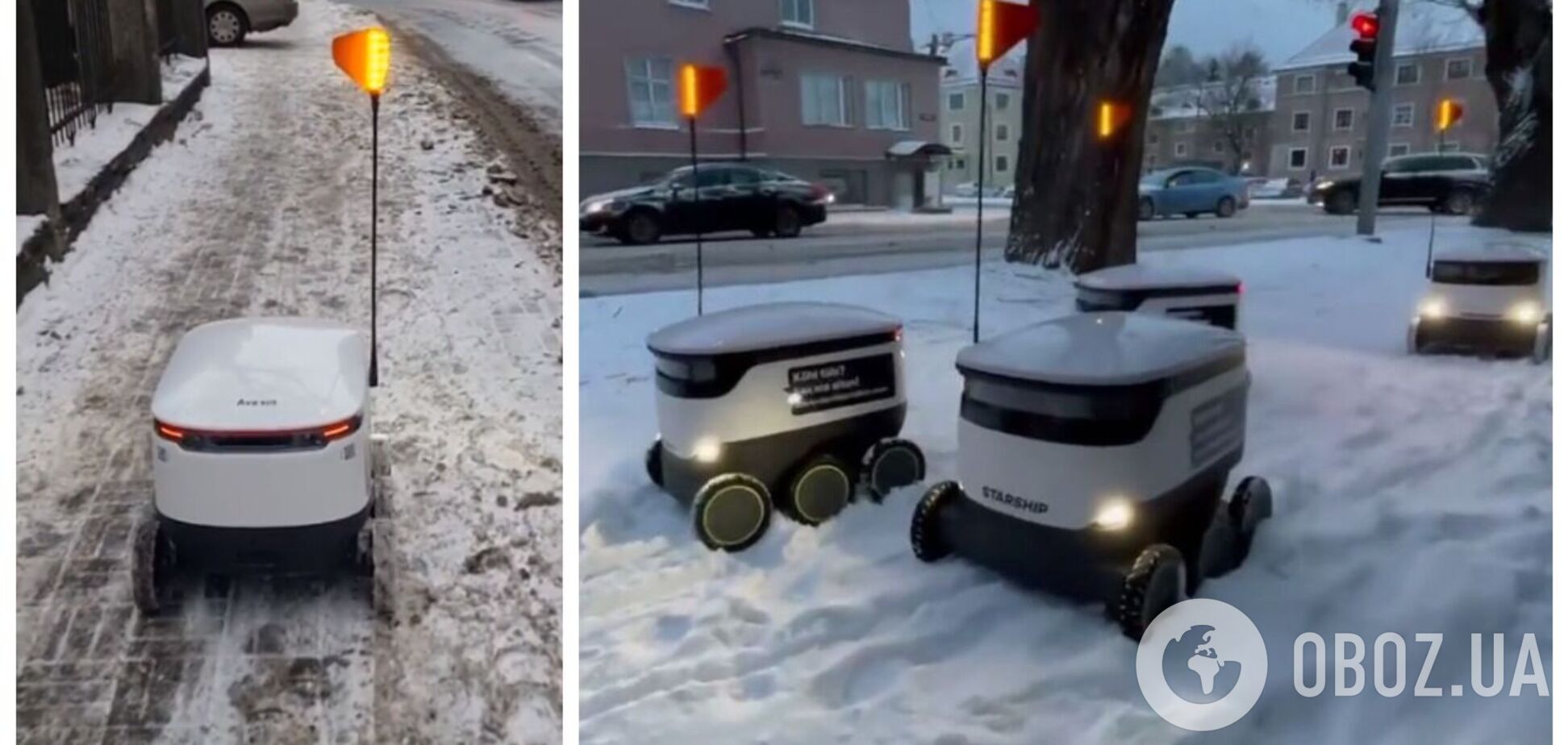 В Таллине роботы-курьеры застряли в снежных заносах: дворники не расчистили тротуар. Видео