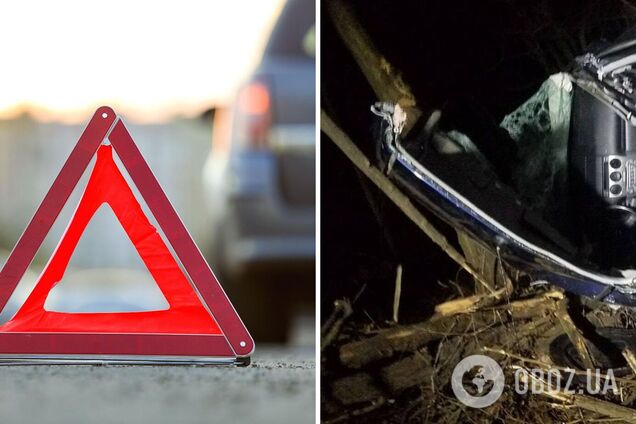 Легковушка перевернулась на бок