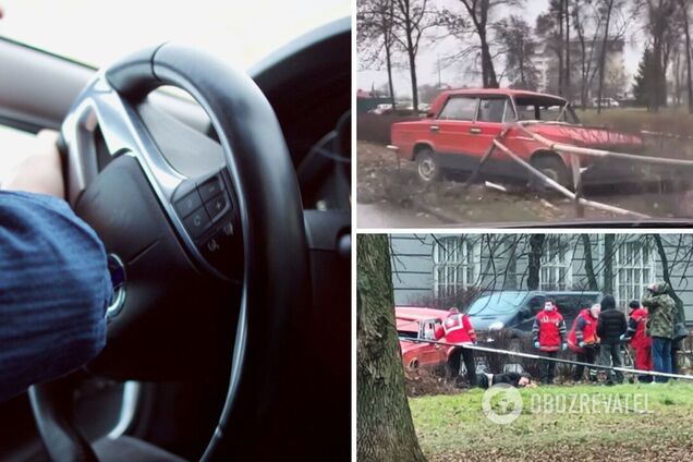 В Полтаве водителю стало плохо за рулем: авто вылетело с дороги и снесло ограждение. Фото